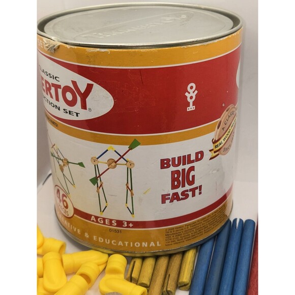 Classic TINKERTOY Construction Set 41 Pieces Playskool Wood Mini Set missing 5 - Picture 10 of 16